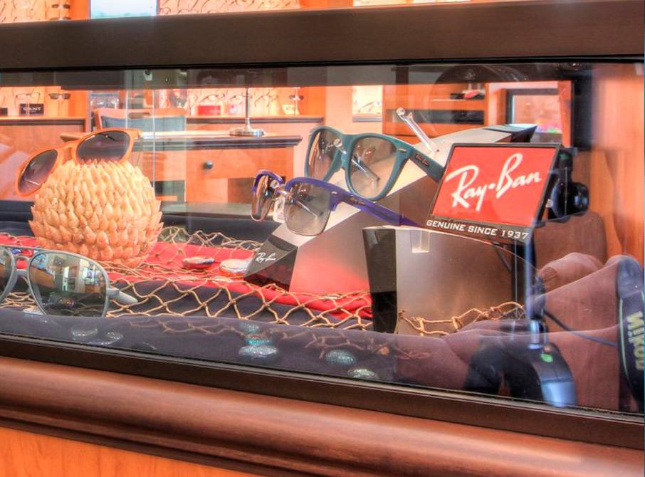 N2 Eyes Comprehensive Optometry interior, designer sunglasses, Ray Ban eyewear display